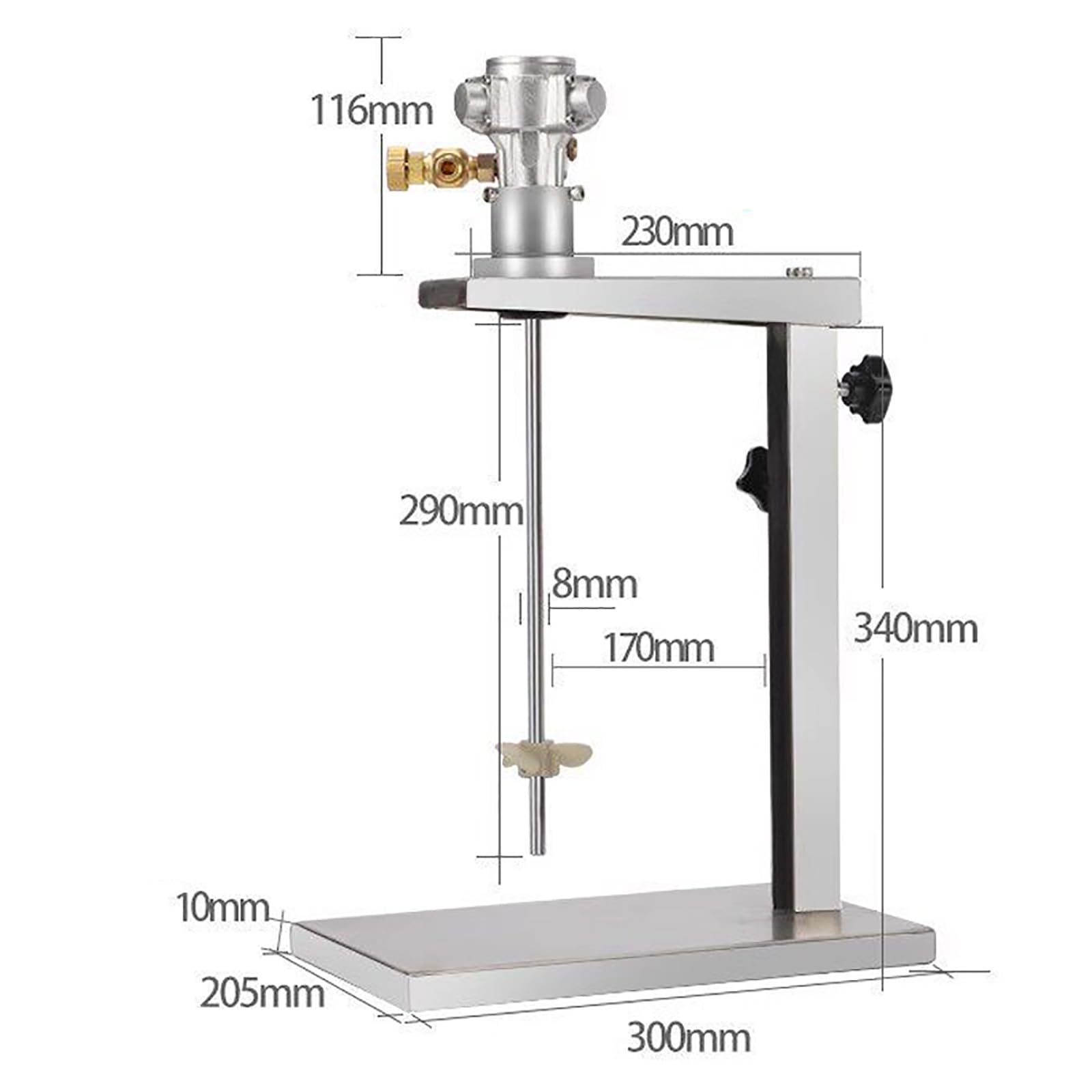 Mezclador de pintura neumático para alimentos, pintura y productos químicos, velocidad 50-3200 rpm, presión de aire de trabajo 6-8 kg, altura ajustable 200 mm para uso industrial