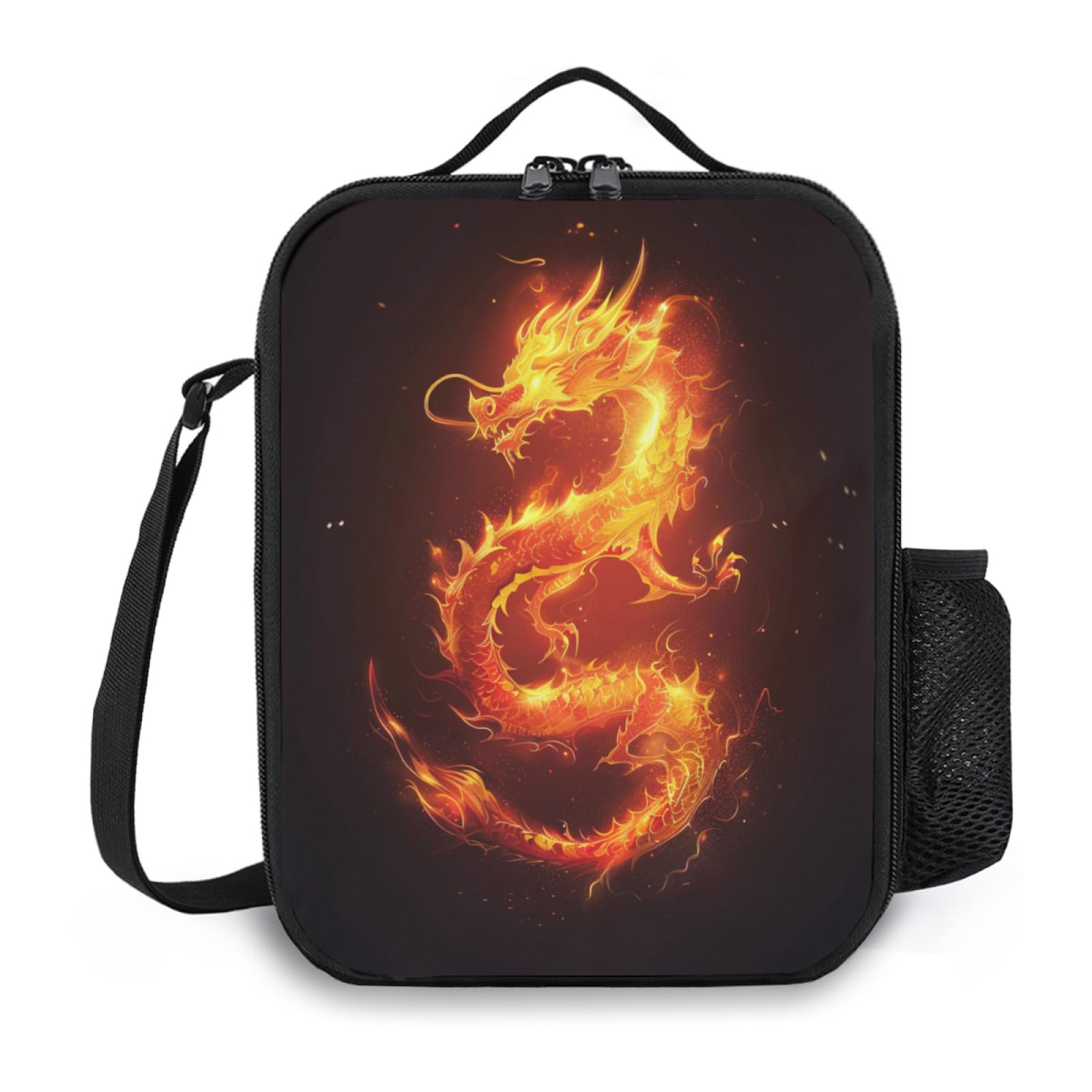 Dragon Lunch Box Insulated Lunch Bag for Women Men Reusable Large Capacity Lunchbox with Shoulder Strap Small Leakproof Cooler Food Bento Tote Bag for Work Travel Picnic