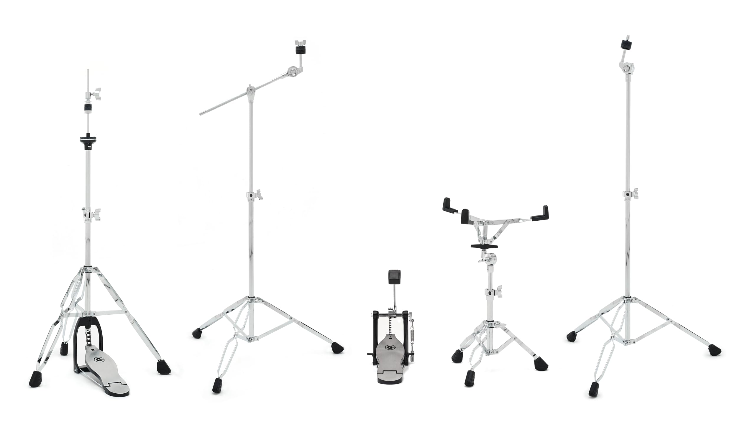 Gibraltar Hardware Pack 4700PK, composto da: 4706 Asta per rullante, 4707 Asta per charleston, 4709 Asta per piatti giraffa, 4710 Asta per piatti, 4711ST Pedale singolo