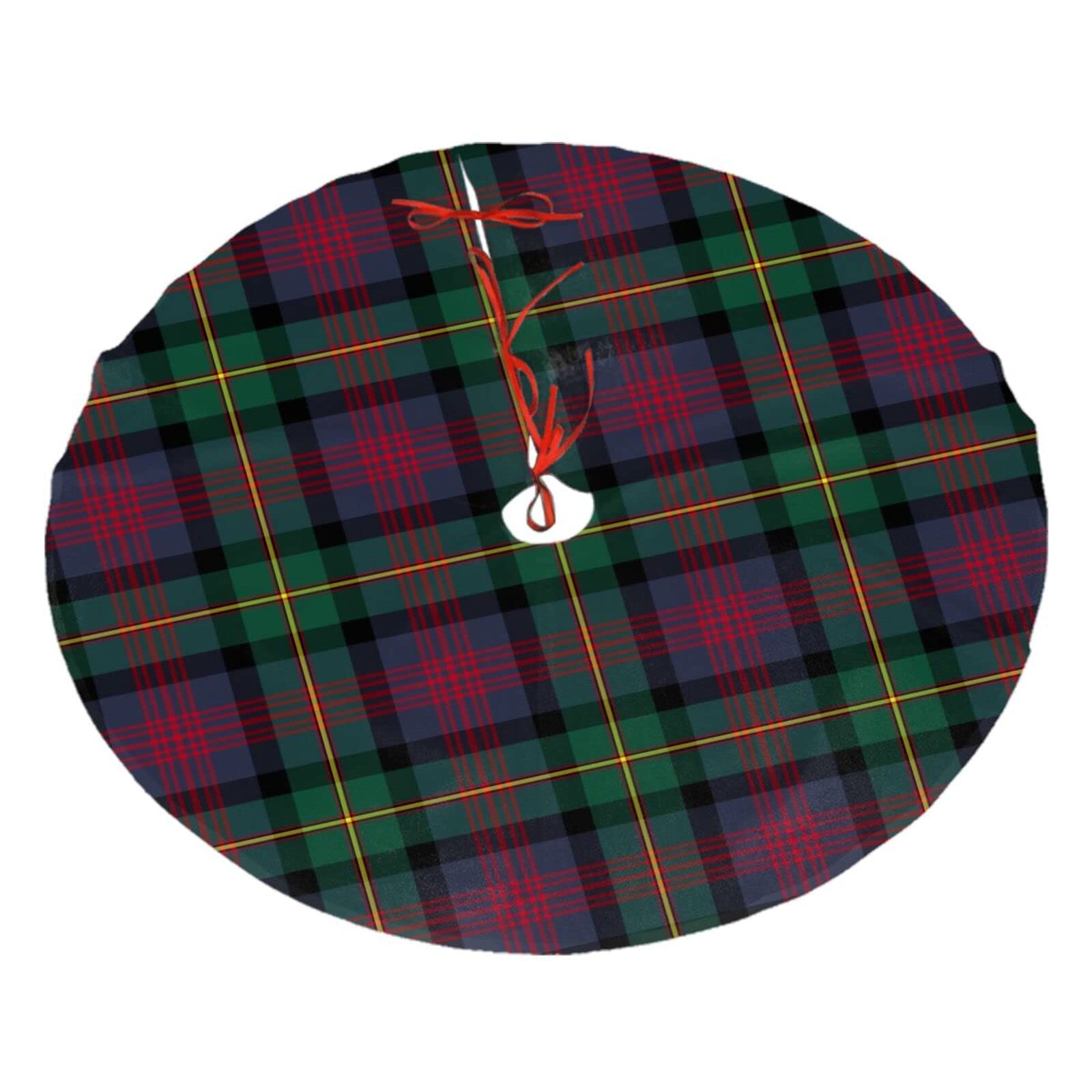 Melbrakin Clan Logan Navy Blue And Green Scottish Tartan Christmas Tree Skirt 30", Xmas Tree Skirts Base Mat For Christmas Holiday Home Party Decorations Ornaments