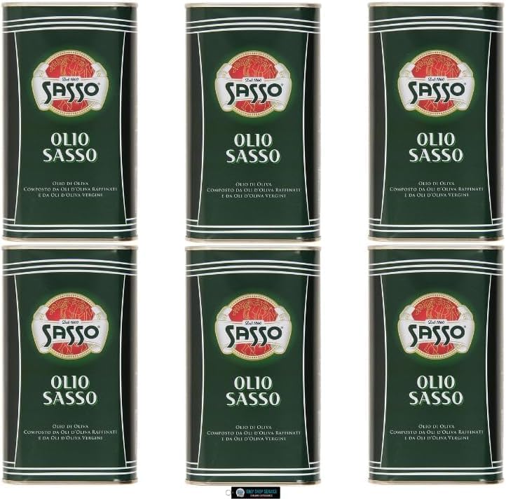 Sasso Olio Extra Vergine d'Oliva 100% Italiano, Set 6 Bottiglie da 500 ML + Portachiavi italy shop service