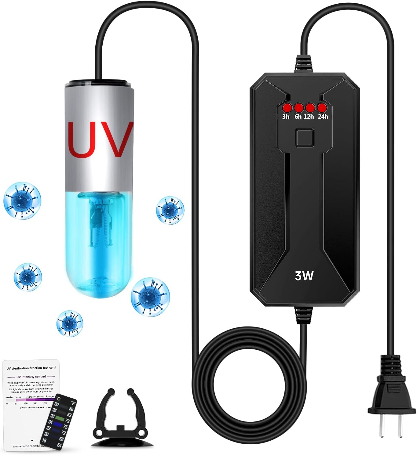 TAISHAN Aquarium Clean Light，3W Mini Algae Removal Light with Timer,Aquarium Water Clean Green Clear Waterproof for Fish Tank,Pond,Swimming Pool