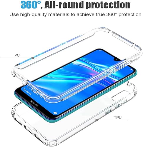 Miniatura 3 de Funda transparente compatible con Y7 2019Y7 Prime 2019, Dub-LX1 con protector de pantalla de vidrio templado, bonito protector de cristal a prueba