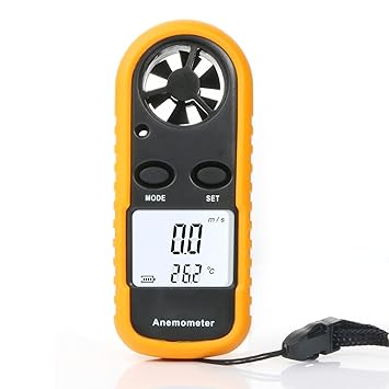 Zhangxi Handheld Wind Speed Meter Anemometer Portable Wind Gauges Air Flow wi L Ba Light for Windsur g Flying Sailing Fishing