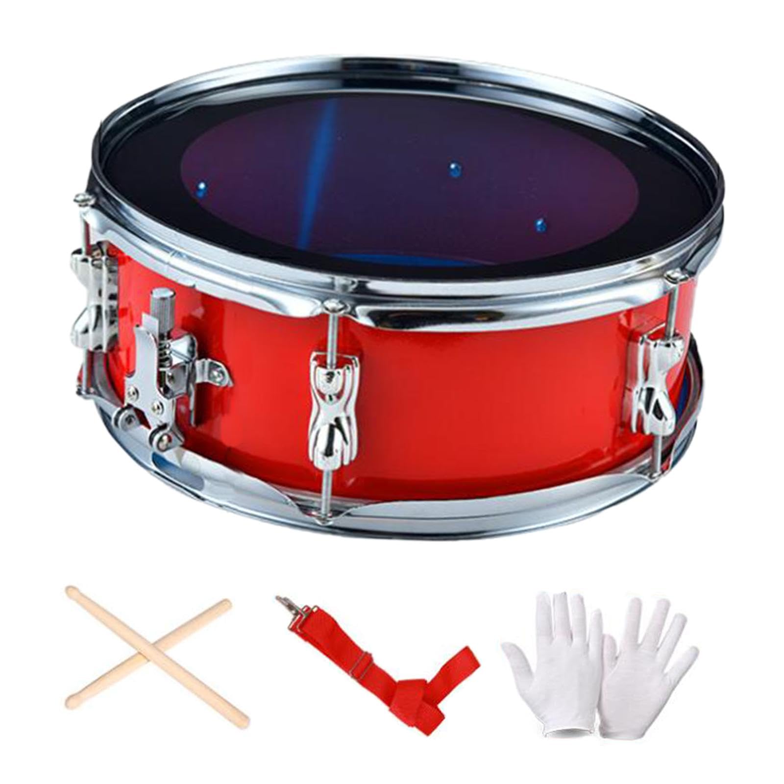 Caja Snare Drum Instrumento Musical de Percusión Accesorio Portátil con Doble Tono Material Apto para Principiantes Ensayos Culturales, Rojo