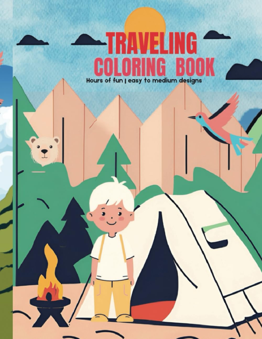 Traveling coloring book: "A World of Wonders to Color and Explore" with 93 pages, On-the-go