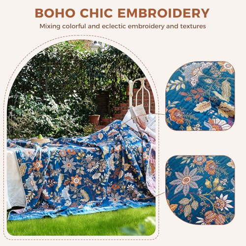 Image of LUTBM Boho Throw Blanket for Couch 50 inchx60 inch, Cotton Decorative Bed Throw