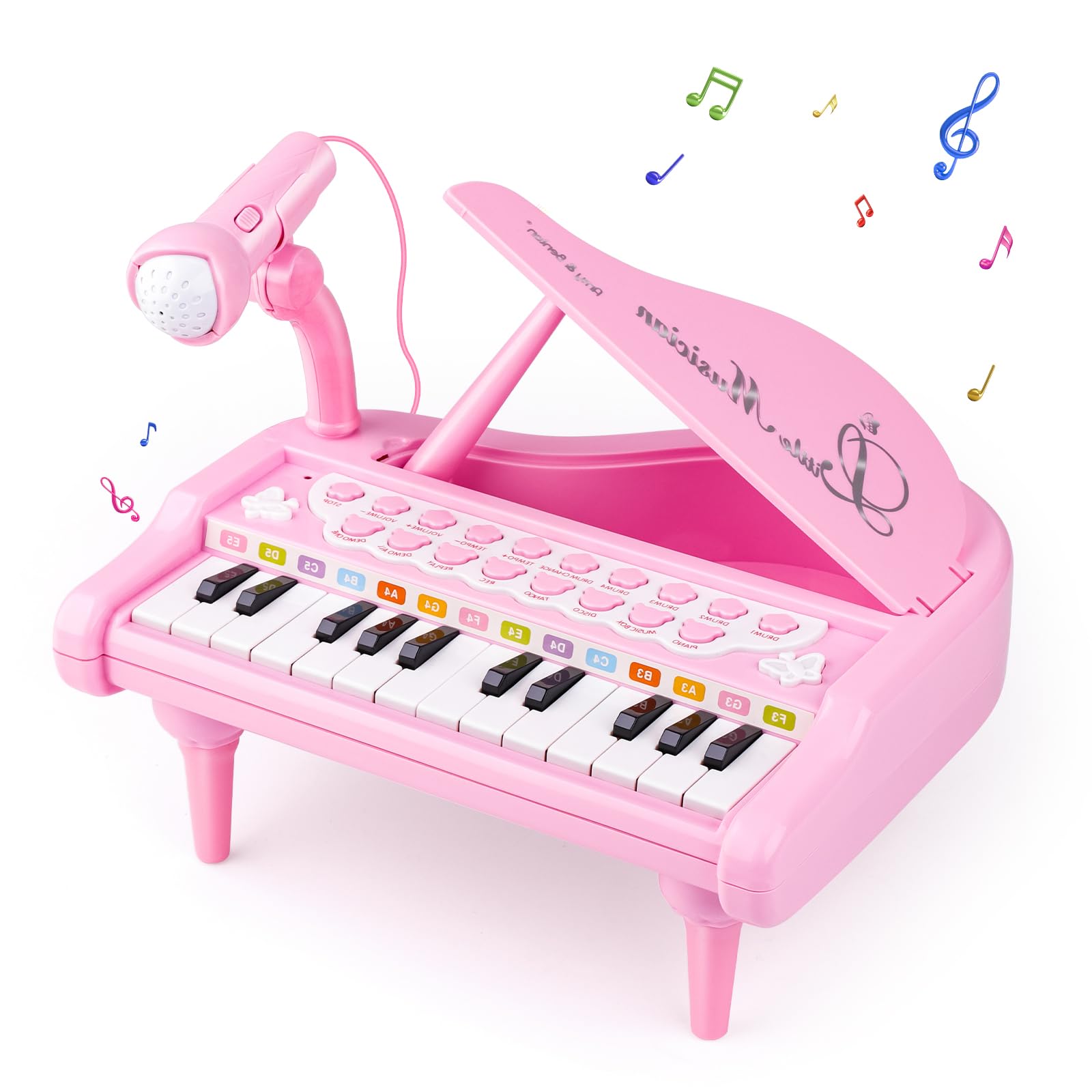 Nicknack Baby & Toddler Pink Piano Toy - 1 2 3 Year Old Girl's First Birthday Gift