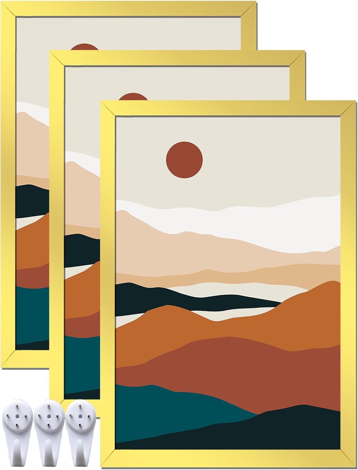 Gold 13x19 Picture Frame Set of 3, High Transparent Frame for 13 By 19 Photo Collage Canvas Poster Size Wall Mount and Tabletop Horizontally Vertically (Gold, 13 x 19 inches)