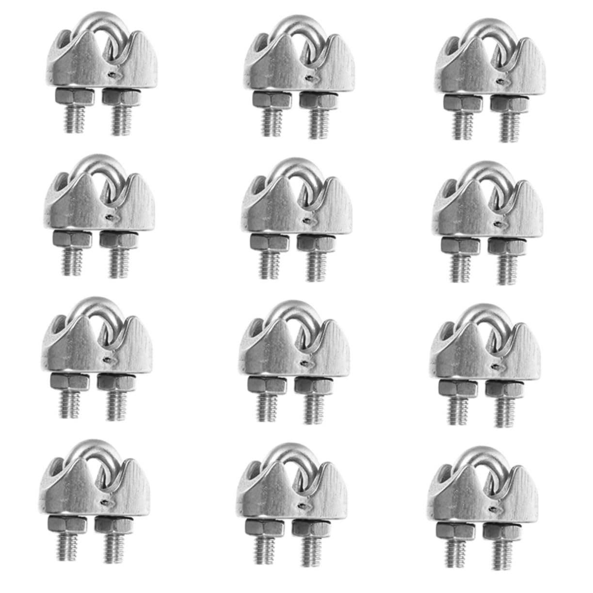 FUNOMOCYA 12pcs Chuck U Type Clip Cable Clips Wire Ropes Wire Rope Clips Cord Clip Jig Rope Clamp Wire Grip Clamp Stainless Cable Clip Bolts Clamps Cable Clamp Silver Stainless Steel