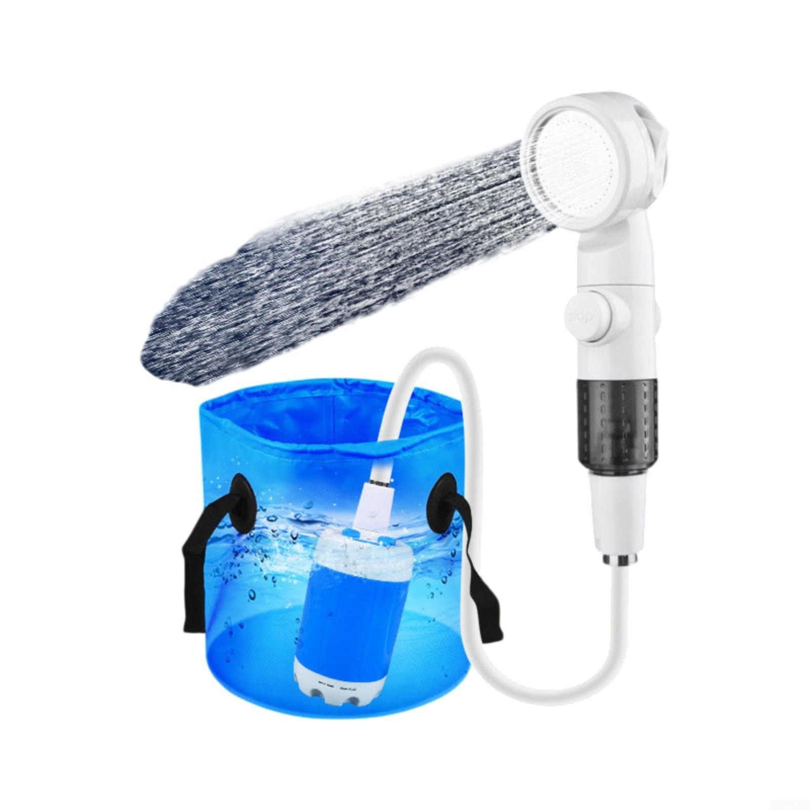 Pompa doccia portatile ricaricabile da campeggio, batteria da 5000 mAh, soffione doccia esterno con tubo, per doppio flusso 3/5L/min secchio lavandino, lavaggio animali domestici, pulizia