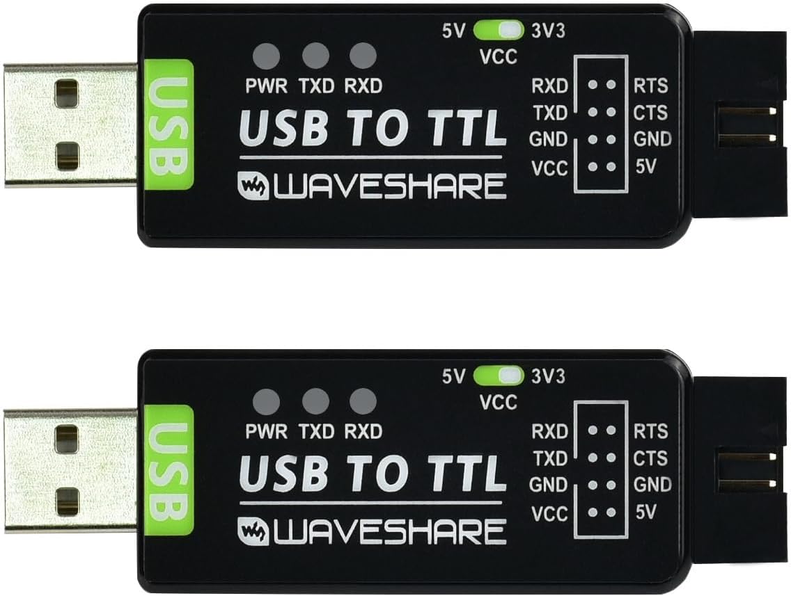 waveshare Industrial USB to TTL Converter with Original FT232RNL Onboard and Multi Protection Circuits Support Multi Systems Support Win7/8/8.1/10/11, Mac, Linux, Android, Wince-2PCS