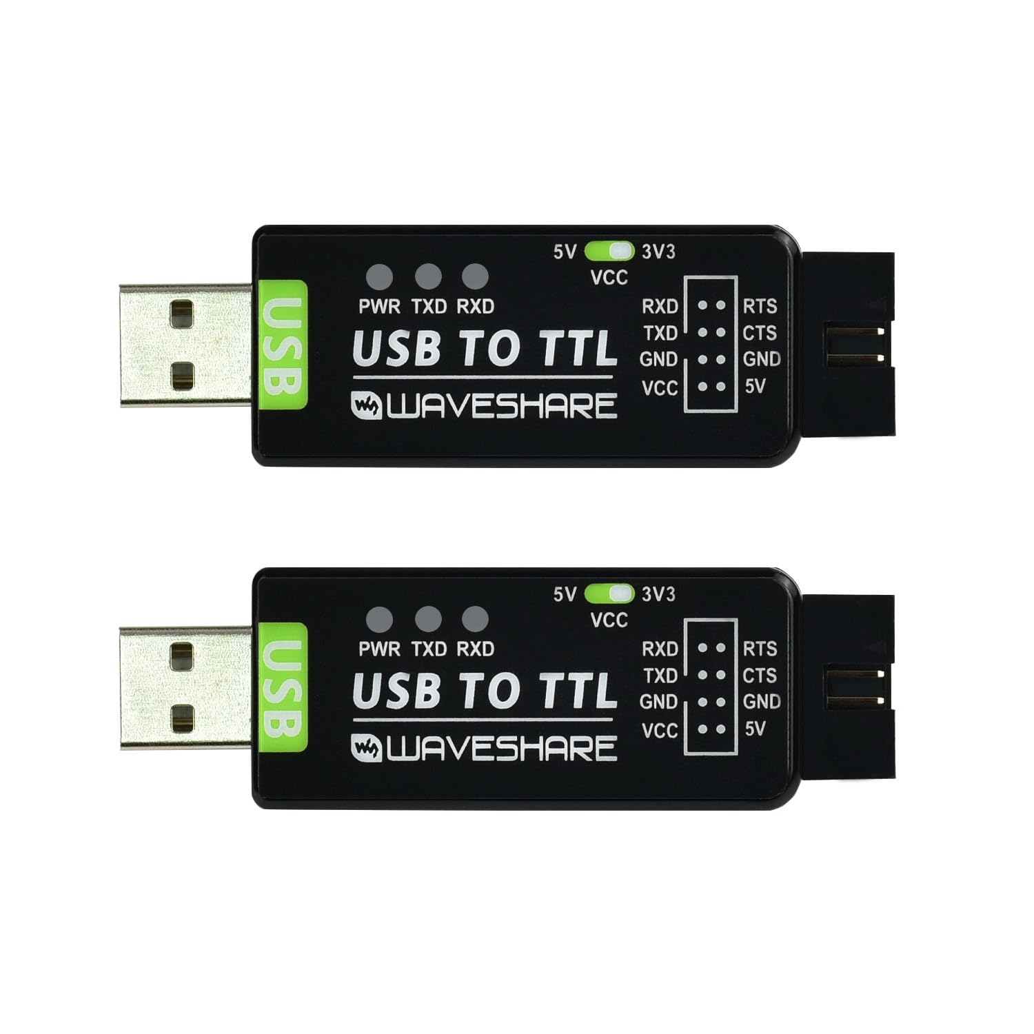WaveshareIndustrial USB to TTL Converter with Original FT232RNL Onboard and Multi Protection Circuits Support Multi Systems Support Win7/8/8.1/10/11, Mac, Linux, Android, Wince-2PCS
