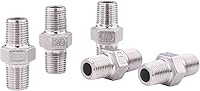 Vista 1 de Pezón hexagonal macho de 1/8 pulgadas NPT – Acero inoxidable 304 roscado para kit de preparación, aplicación de tubería casera (paquete de 5)
