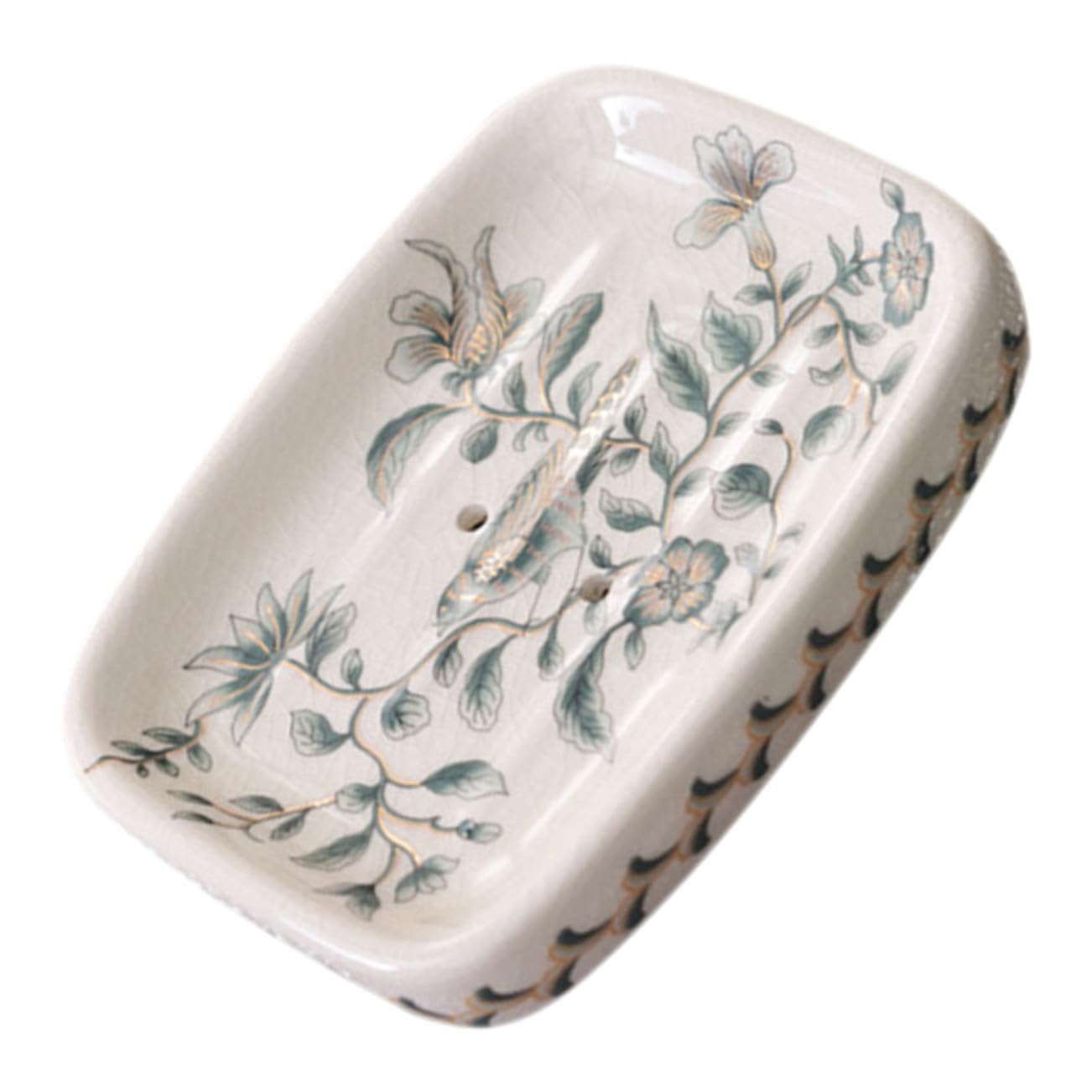 VALICLUD Porta Sapone Portasapone da Muro Bianco Foro di Drenaggio in Ceramica Piattino Conveniente Decorazione Elegante per Bagno per Famiglia e Amici