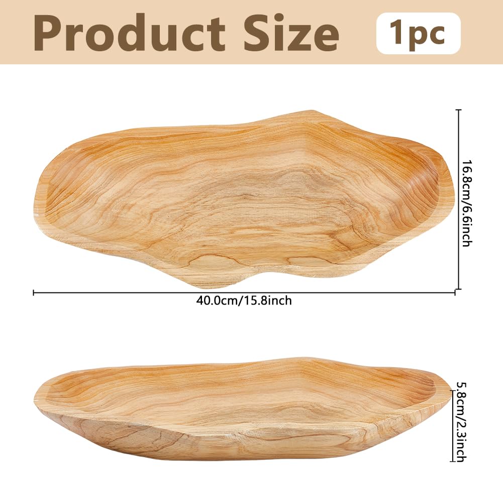 DICOSMETIC Ciotola per frutta in legno, unica ciotola per frutta in legno, snack e frutta, rustica, decorazione in legno, per frutta e verdura, visualizzazione 40 x 16,8 x 5,8 cm