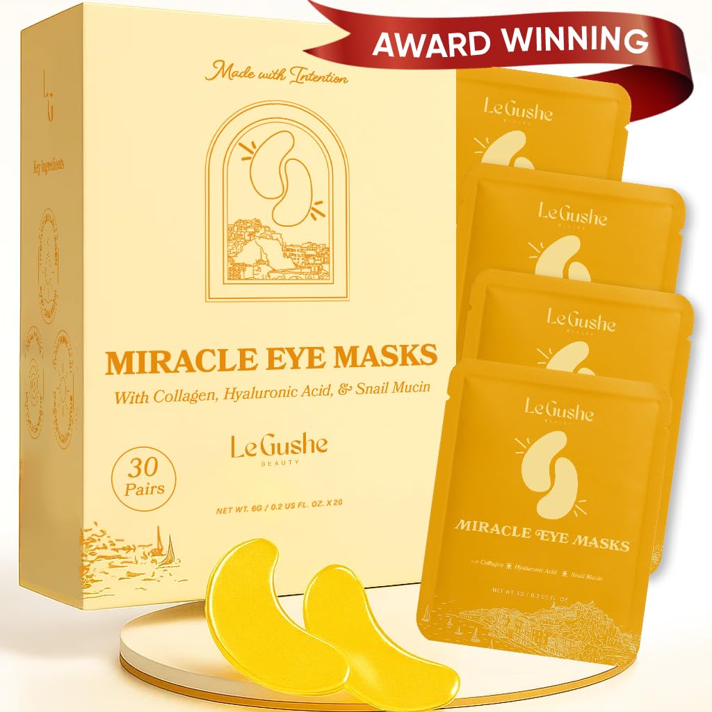 LE GUSHE Gold Under Eye Patches – Hydrating Collagen Masks (30 Pairs)