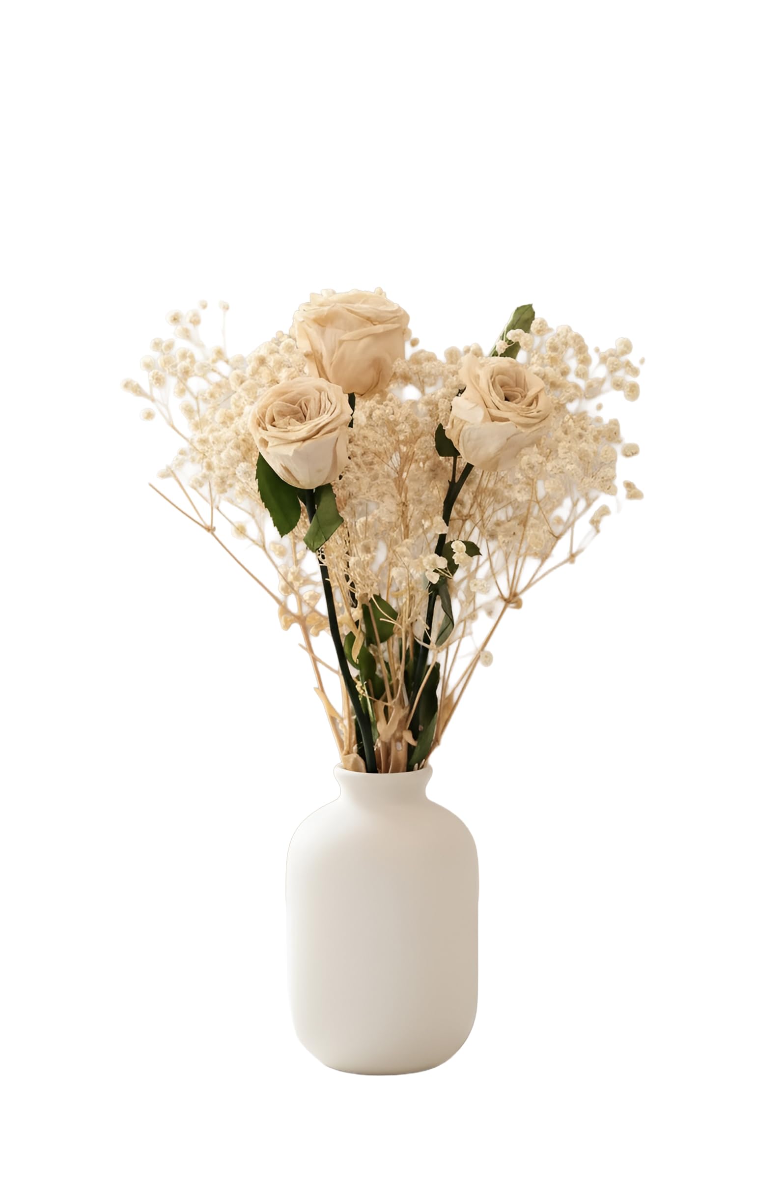 Versailles Preserved White Rose Bouquet with Preserved Baby's Breath | 3 Premium Long Stem Roses with Ribbon | Eternal Rose | Real Flowers | Luxury Home Decor | Gift for Women-image-32