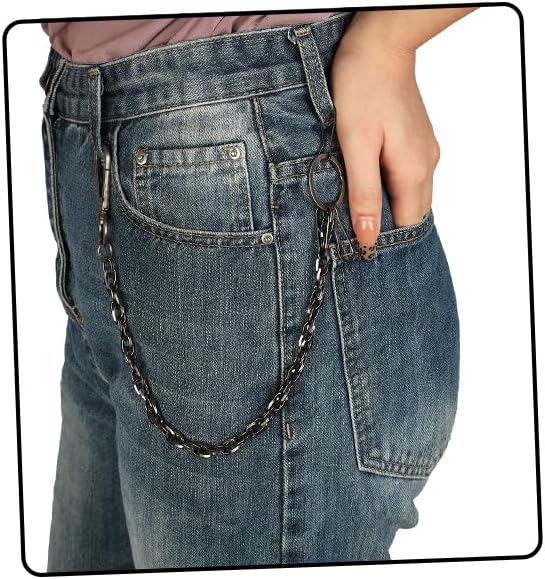 Eigso Multilayers Punk Jeans Kettingen voor Vrouwen Mannen Unisex Gunmetal Pant Chain voor Man Vrouw Portemonnee Taille Link Chains, Large, Niet-Edelmetaal, Geen edelsteen