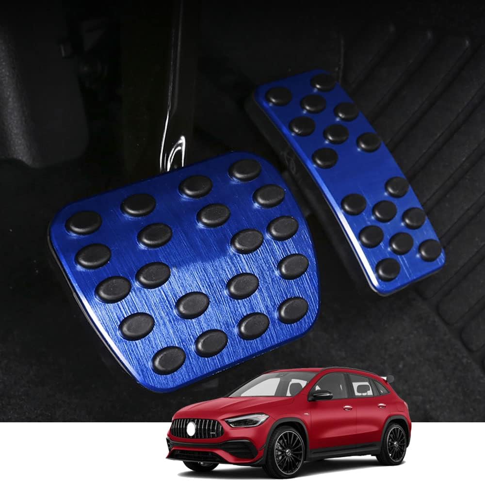 Custom Interior Accessories for 2019-2022 Mercedes-Benz A220 GLA GLB CLA250 aluminium alloy Gas Accelerator Pedal Covers,Anti-Slip No Drilling Brake Foot Pedal Pads 2 pieces/set(red)
