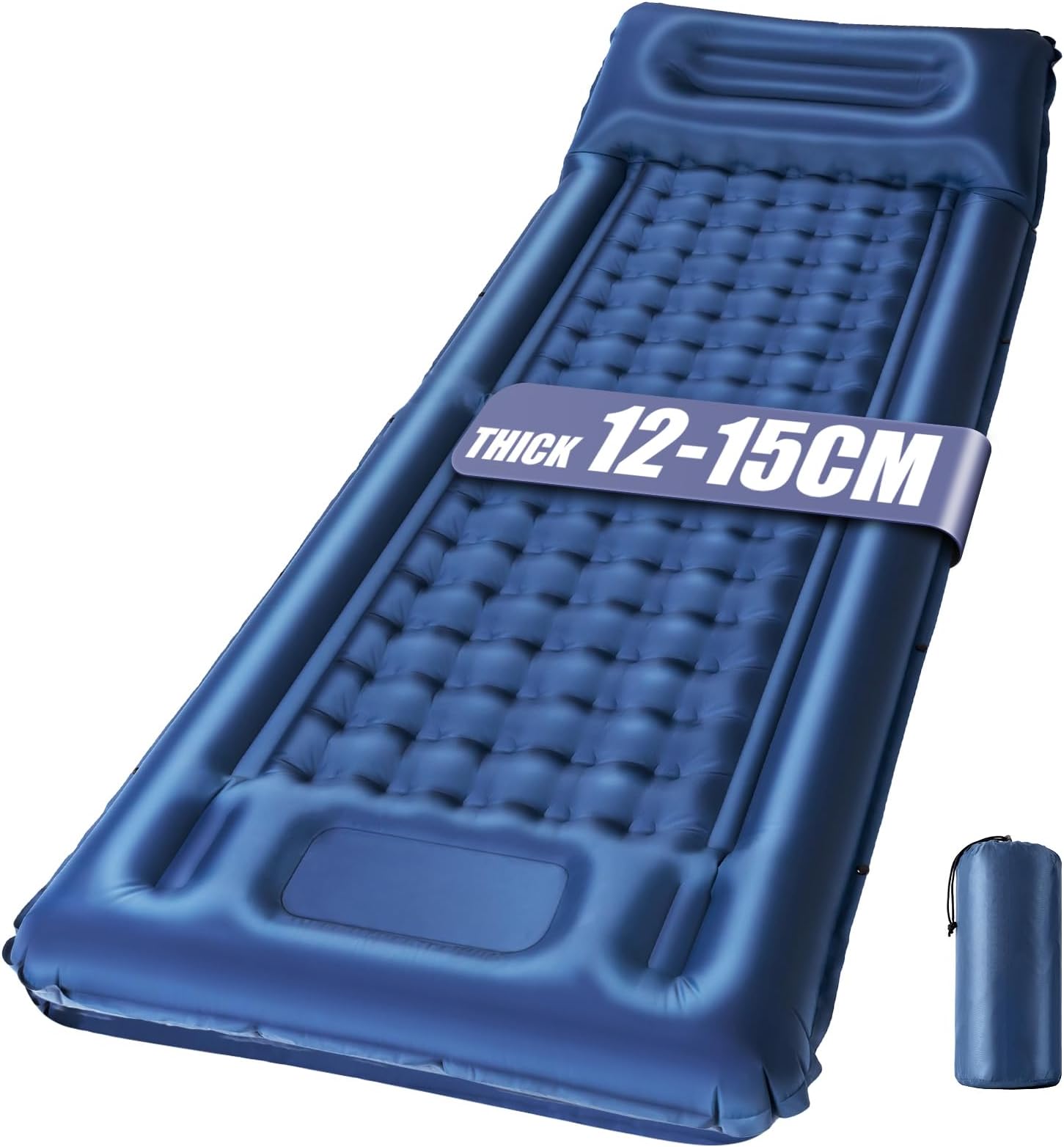 Self Inflating Camping Mat, 12CM Thicken Inflatable Sleeping Mats, Waterproof Connectable Camping Pad Single with Built-in Pump Ultralight Air Mattress for Backpack, Hiking, Tent Trap Travel