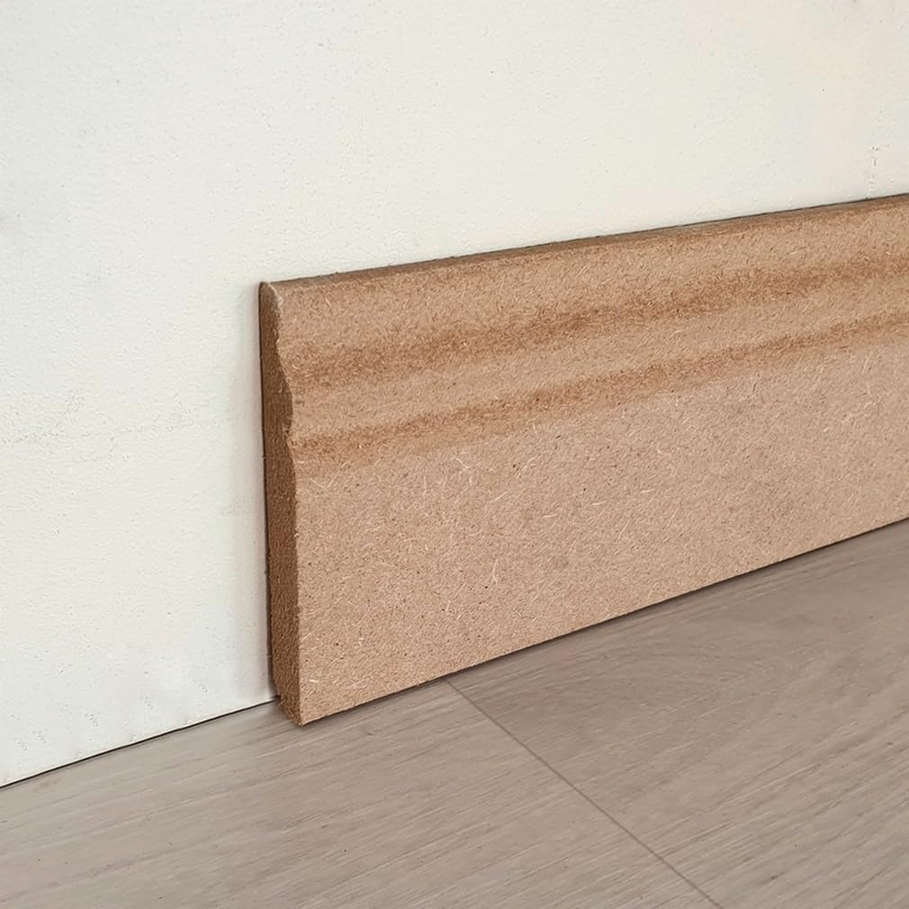MadeInNature Battiscopa modellata per dipingere, in legno MDF naturale, battiscopa per modanatura stile Luigi XV, altezza 10.8 cm, fabbricazione francese, lunghezza a scelta (naturale, 20 metri)