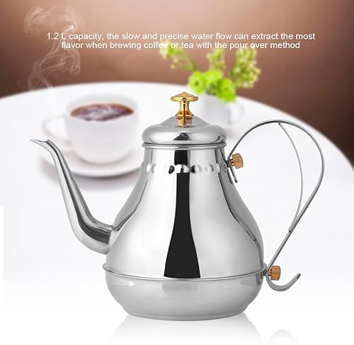 Miniatura 6 de Hervidor de té de acero inoxidable tetera de cuello de cisne con filtro de té 1,2 l - Calentar con fuego y cocina de inducción