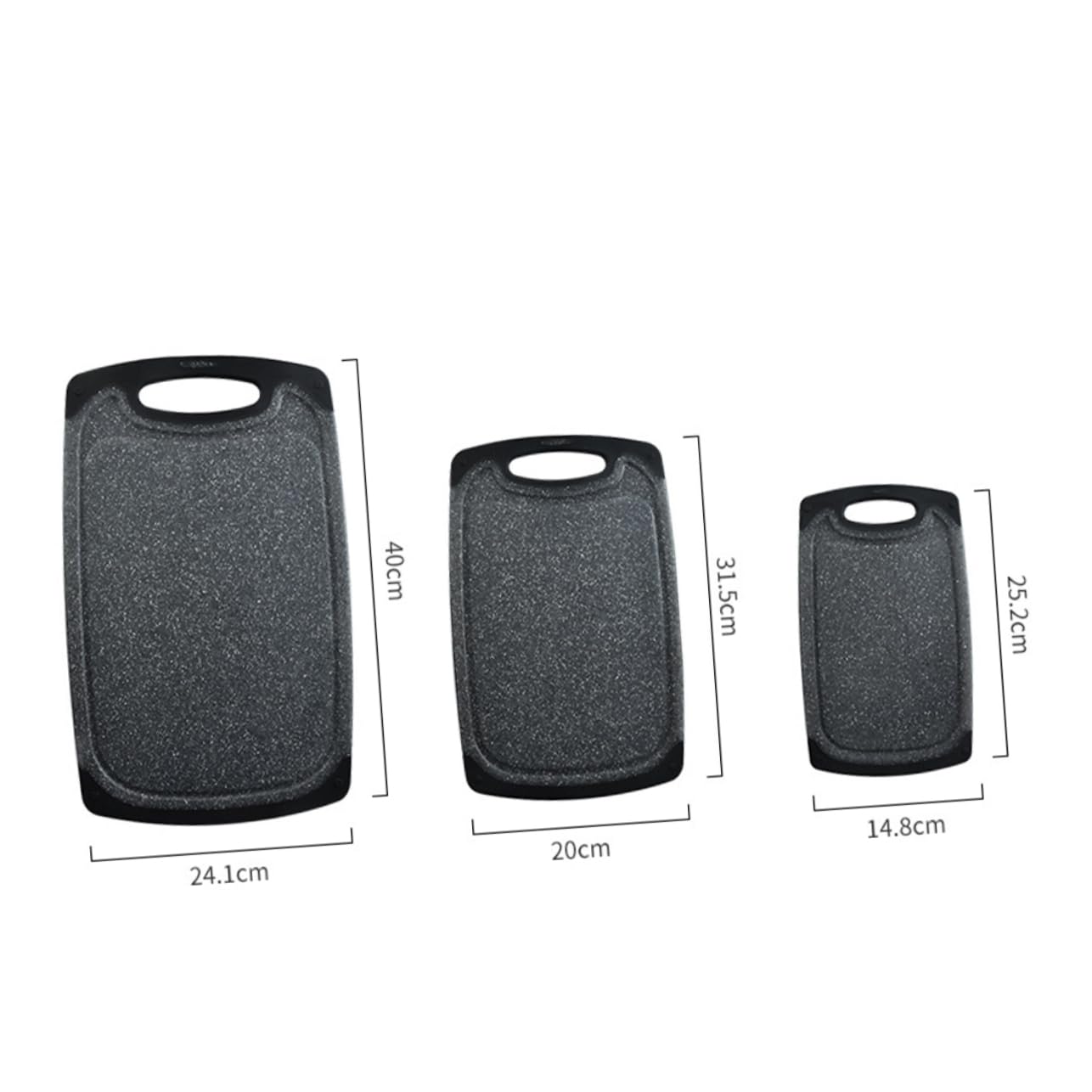 Tagliere Antiscivolo in Plastica Nero 3 Pezzi Spesso