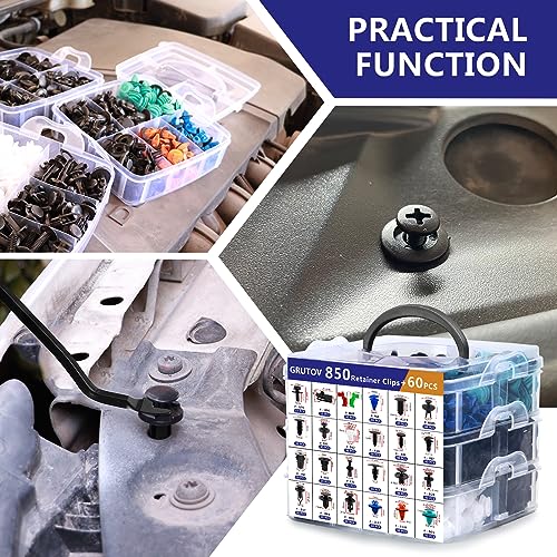 Image of Car Push Retainer Clips Plastic Rivets 910PCS Bumper Clips Door Panel Trim Clip 24 Most Popular Sizes Car Body Fasteners Kit with 15 Cable Ties Fastener Remover for GM Ford Toyota Honda Chrysler Acura