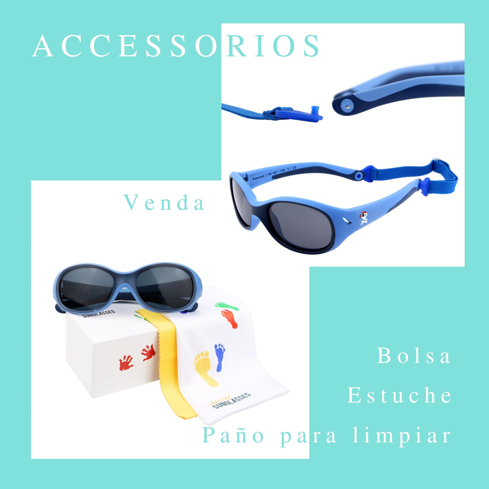 ActiveSol gafas de sol | NIÑO | 100% protección UV 400 | polarizadas | irrompibles, de goma flexible | 2-6 años | 22 gramos | Pirata