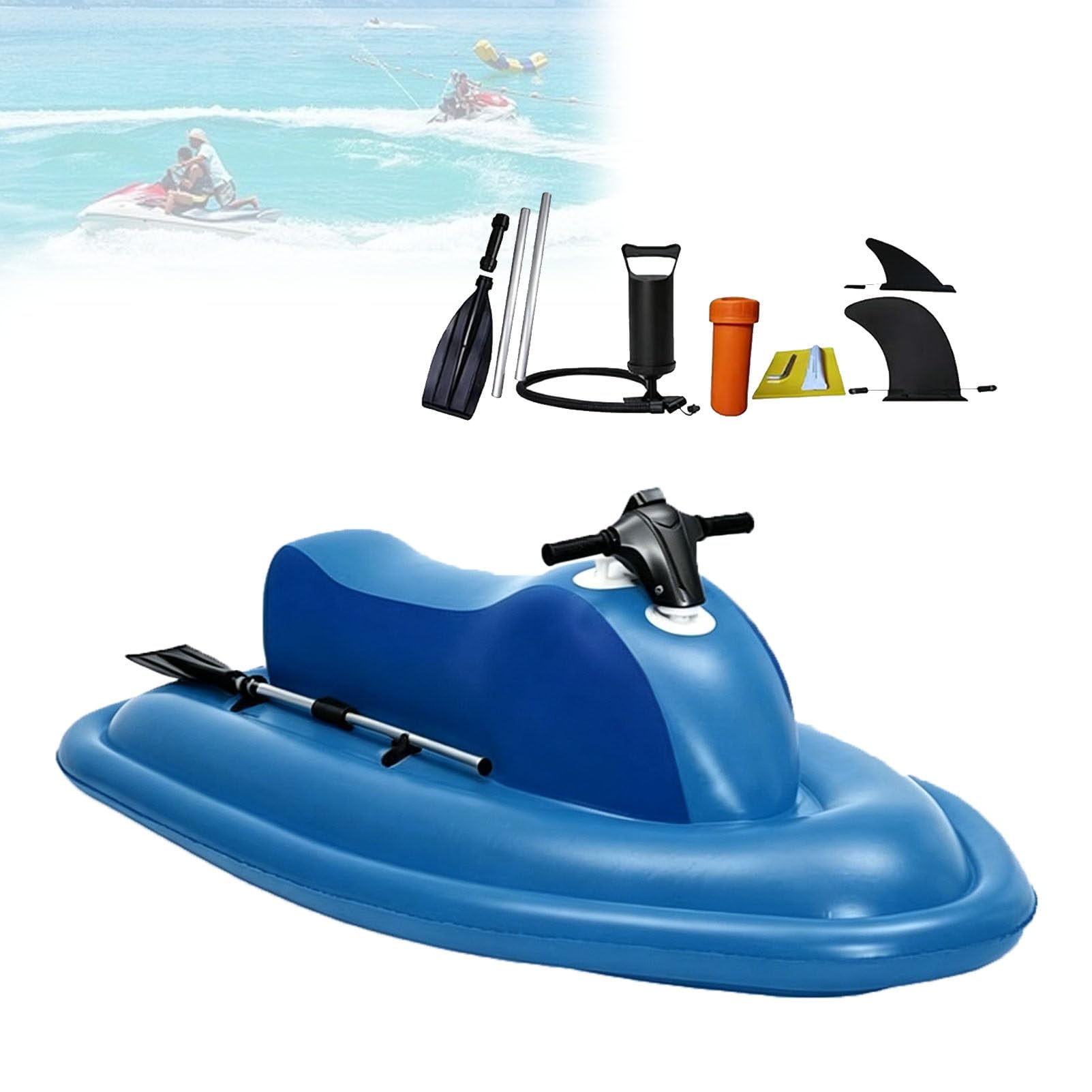 Pfps Foldable Electric Inflatable Jet Ski, with 500W Underwater Propeller, 130-Min Runtime, Detachable Dual-Fin Stabilizer for Kayaking, Diving and Summer Water Fun Nothruster