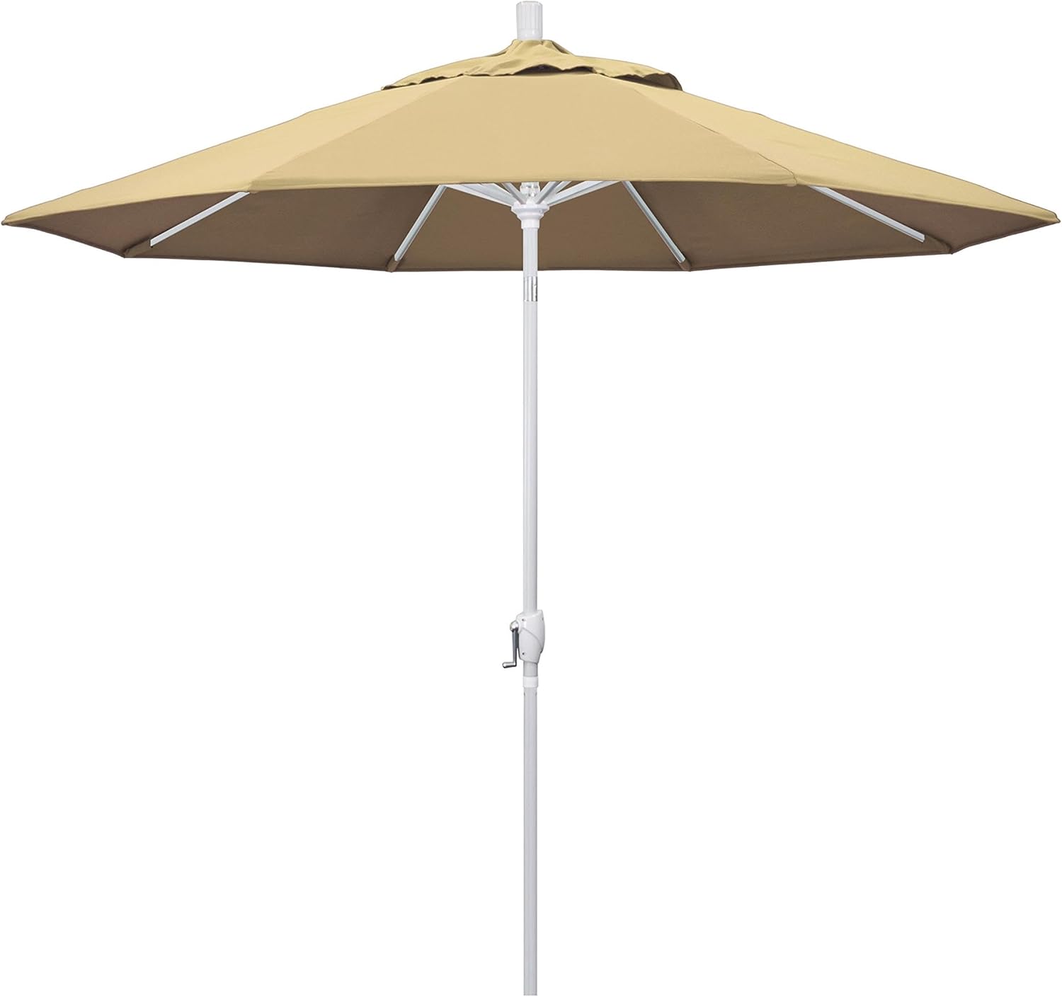 Pemberly Row 9 ft Patio Umbrella, Aluminum Frame, Pacifica Beige Olefin Fabric, Crank Lift & Tilt, Sturdy Outdoor Umbrella for Patios and Terraces