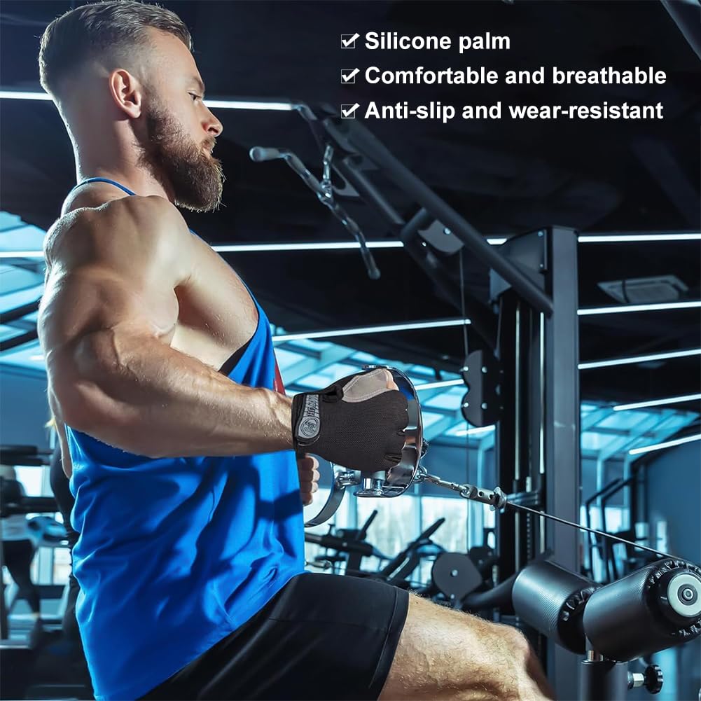 Rękawice fitness,Rękawice gimnastyczne dla kobiet i mężczyzn,Oddychające rękawice fitness dla mężczyzn i kobiet,antypoślizgowe,silikonowe, ochrona dłoni,do treningu,jazdy na rowerze,trakcji itp