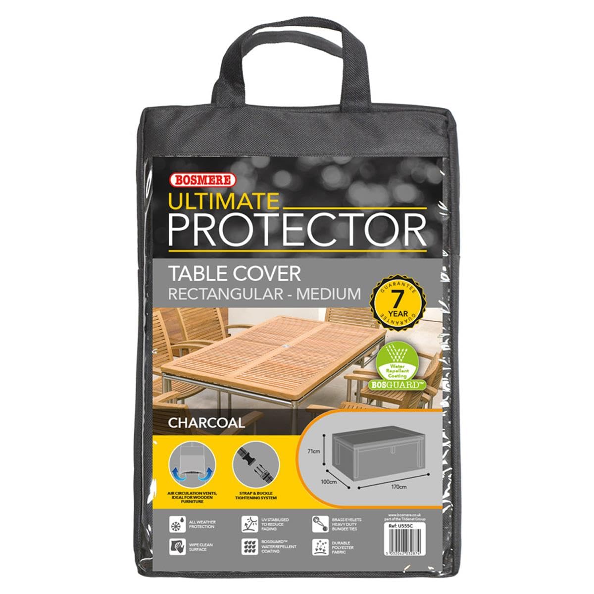 Bosmere Ultimate Protector Rectangular Table Cover 6 Seat Charcoal U555C
