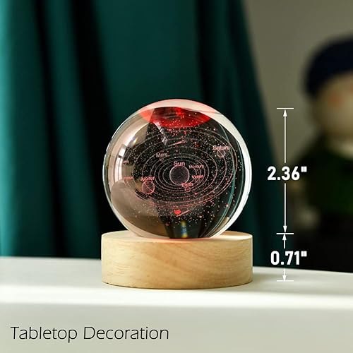 Miniatura 3 de Bola de cristal del sistema solar 3D de 2.362 in, regalo de universo con grabado láser, decoración de astronomía y regalo para niños, entusiastas de