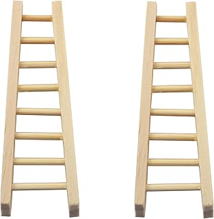 LQ Industrial 2PCS Mini Wooden Furniture Ladder 60x20x8.5mm Outdoor Gardening Landscape Model DIY Crafts for Decorative Accessories