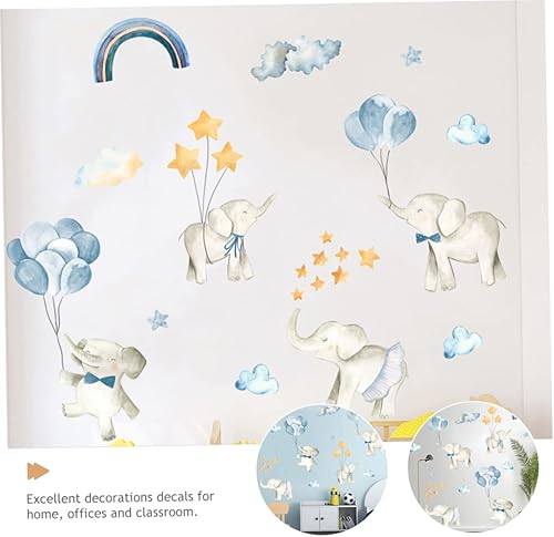 Miniatura 6 de 10 juegos de calcomanías de pared con diseño de elefante, diseño de animales de dibujos animados, decoraciones para salas de casa, habitación de