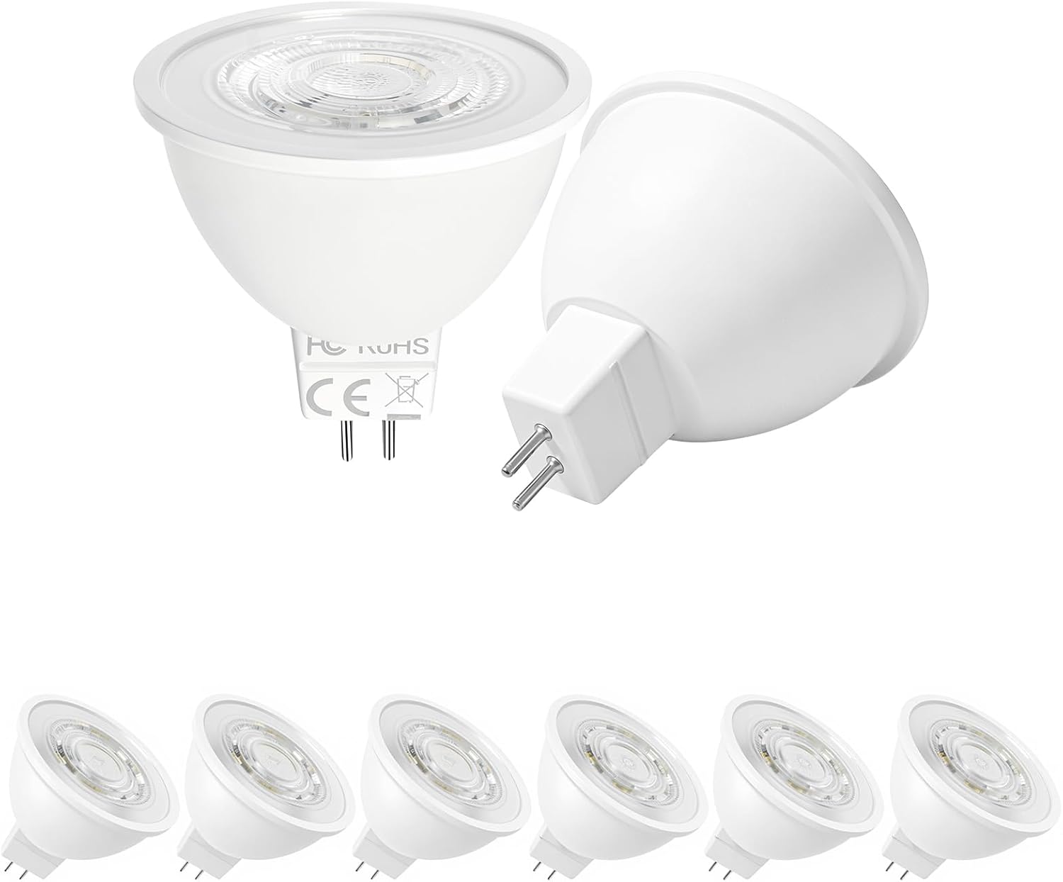 MR16 LED Bulbs 7W, 12V Low Voltage GU5.3 LED Spotlight Bulb, Non-dimmable, 650Lm, 38° Flood Beam Angle, for Landscape, Recessed, Track Lighting, Pack of 6 (5000K)