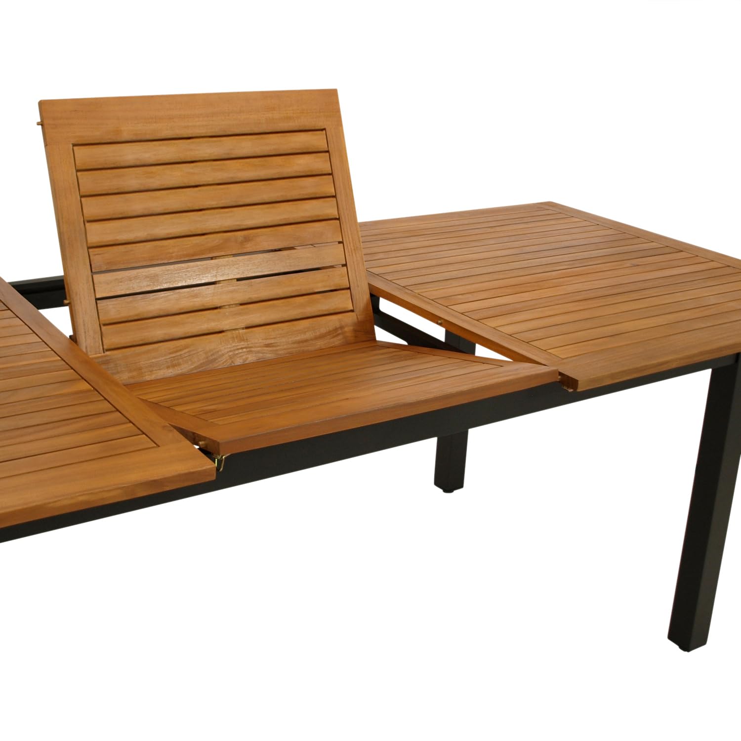 DEGAMO Gartentisch Ausziehtisch SARONNO 180/240x100cm, Aluminium anthrazit + Akazienholz geölt, Outdoor, FSC®-Zertifiziert