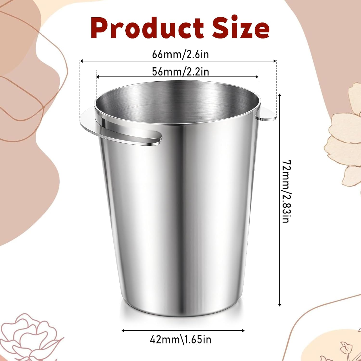 58mm Dosing Cup, Stainless Steel Coffee Powder Cup Compatible with 58mm Portafilter, Coffee Machine Accessories (Silver)