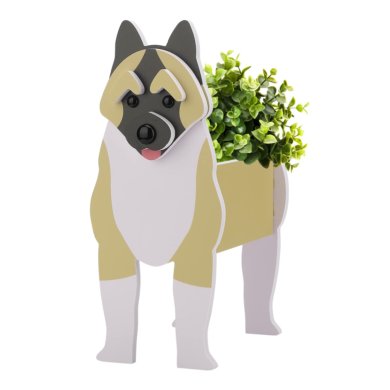 Libooi American Akita Planters Cute Dog Planter Pots, Dog Succulent Planter, Plants Storage Container Plant Pots, 3D Animal-Shape Plant Pot, Gardening Pots For Indoor/Outdoor Garden,