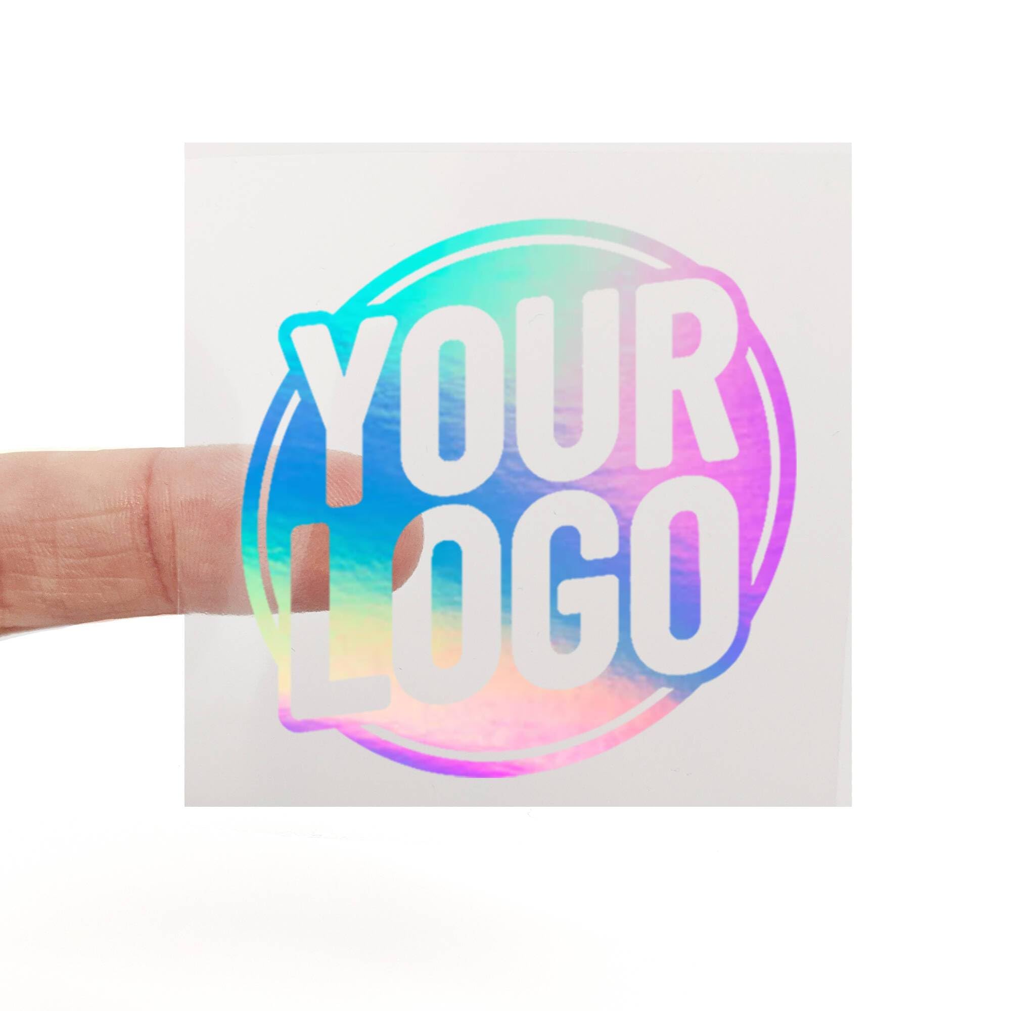 Custom Foiled Stickers - 60mm Transparent Square Labels - Personalised Clear Metallic Logo Stickers - Gold, Silver, Rose Gold, or Rainbow Holographic (Rainbow Holographic, 120 Labels (10 Sheets))