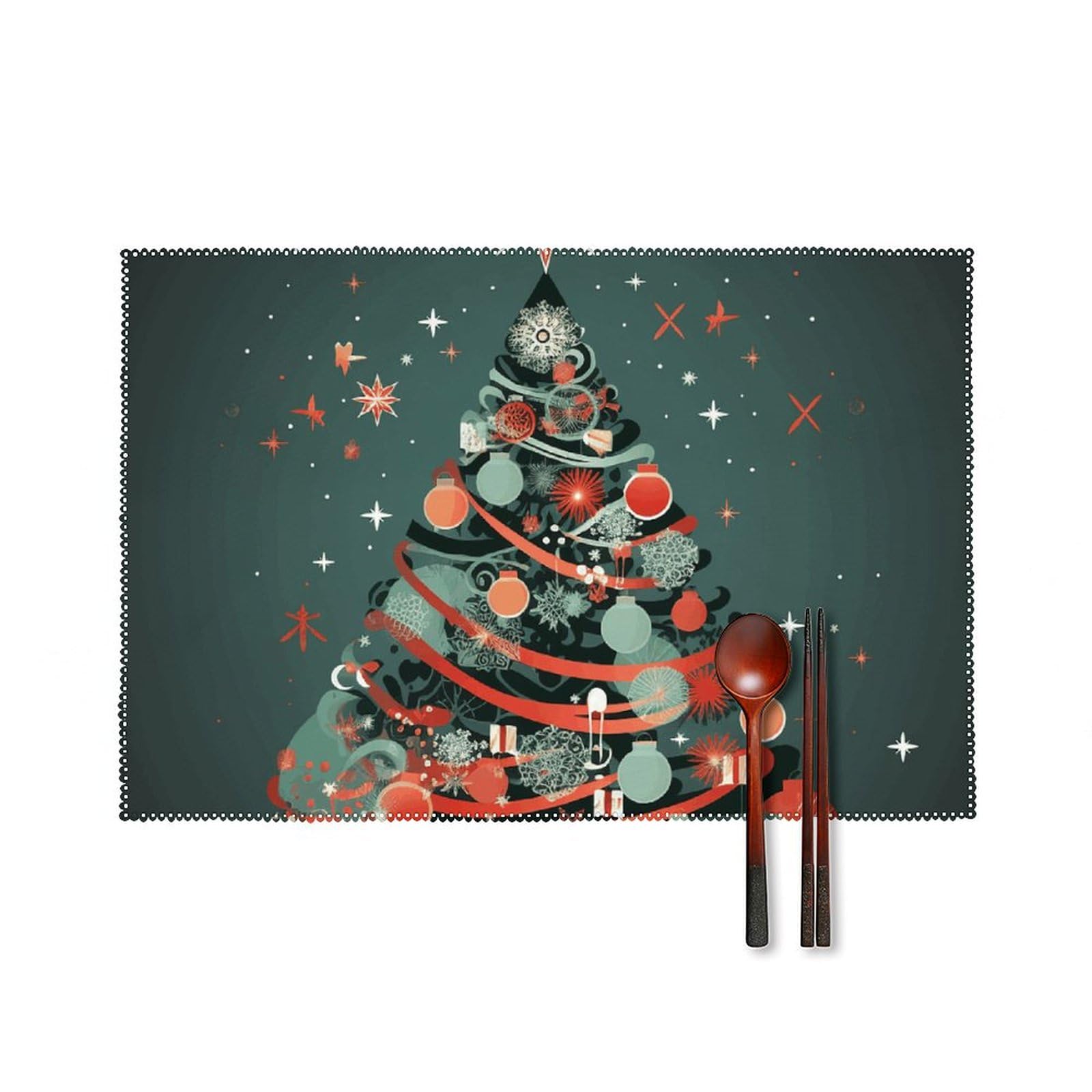 Sets de table Noël résistants à la chaleur lot de 6 lavables et antidérapants