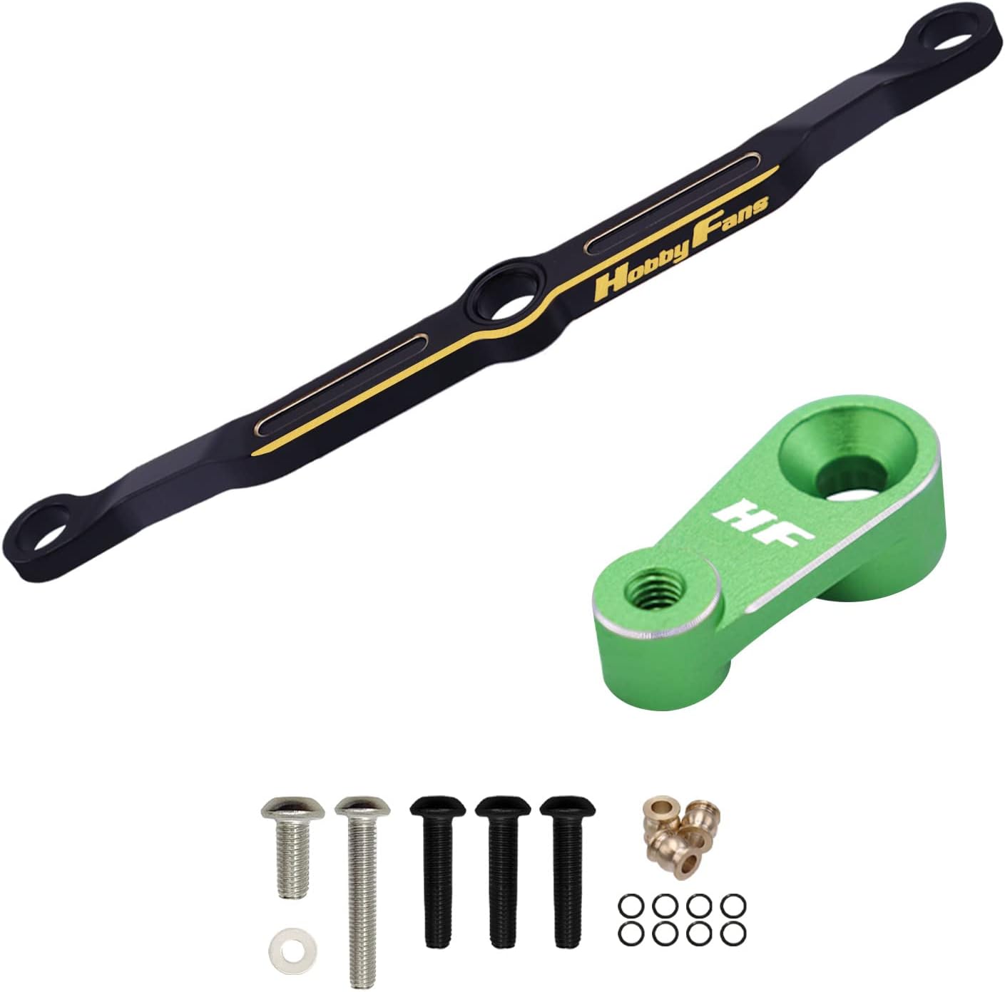 Hobby Fans Brass Steering Link and 25T Servo Horn Servo Arm with Linkage Set for TRX4M Upgrade Parts 1/18 RC Crawler Car (Green)
