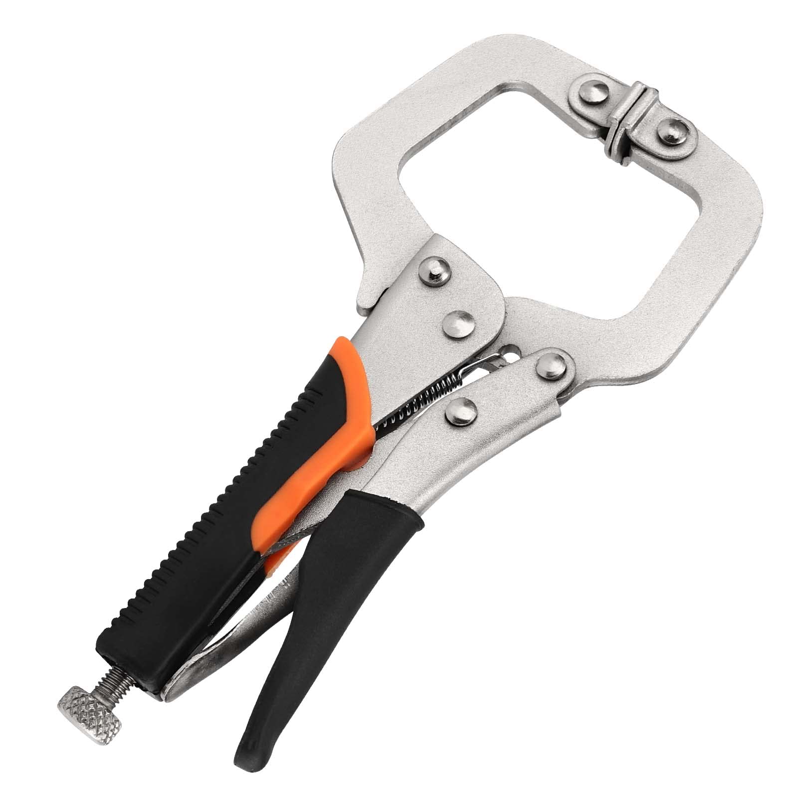JEUIHAU Lot de 4 pince à étau soudage en métal, colliers de serrage en C de 15,2 cm en métal avec vis réglables et coussinets pivotants pour le travail du bois, le soudage, l'alignement, les armoires