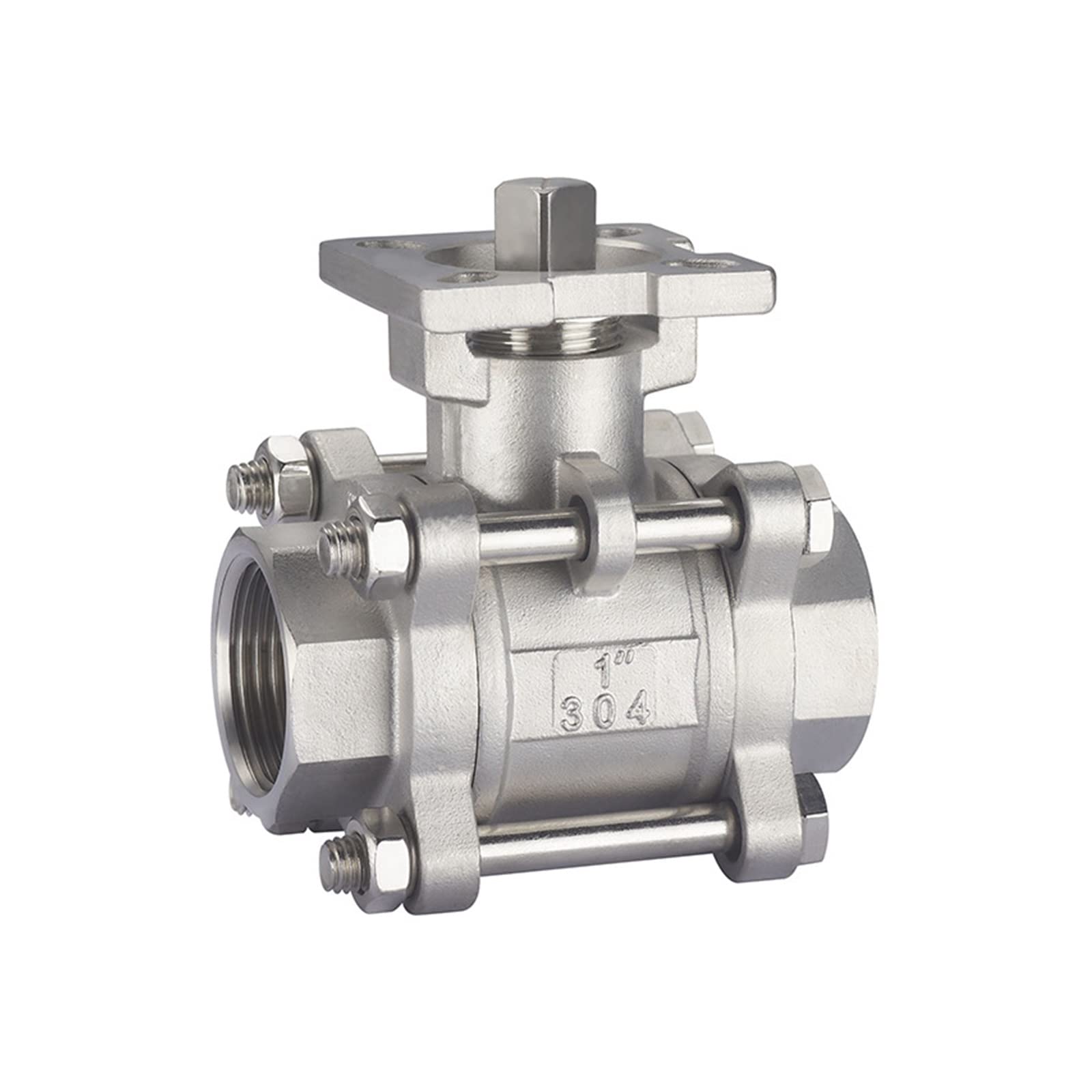 ZXTIIEUF 1/2" 3/4" 1" 304 Stainless Steel High Platform Three Piece Ball Valve Female Thread(0.5 Inch)