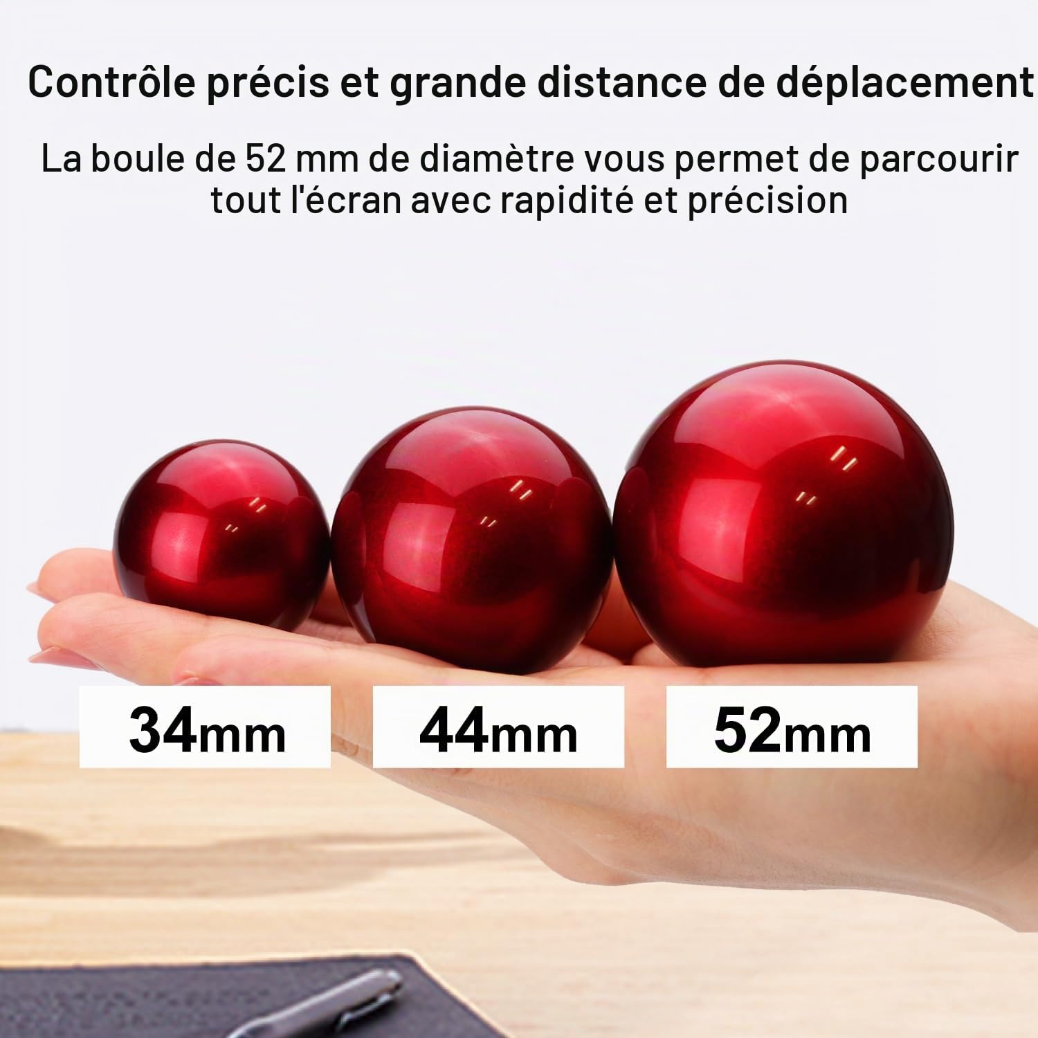 ELECOM Grande Souris trackball Filaire avec Fonction à 8 Boutons, Repose-Poignet attaché, Boule Rouge Lisse Windows11, macOS (M-HT1URBK)