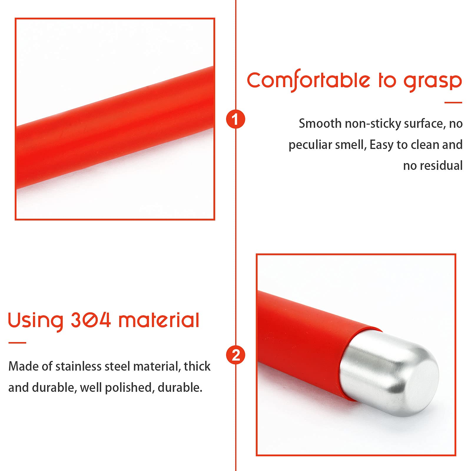 Mattarello In Silicone Antiaderente Remeel - Con Interno Acciaio Per Pasta, Biscotti E Fondente - Foto 4