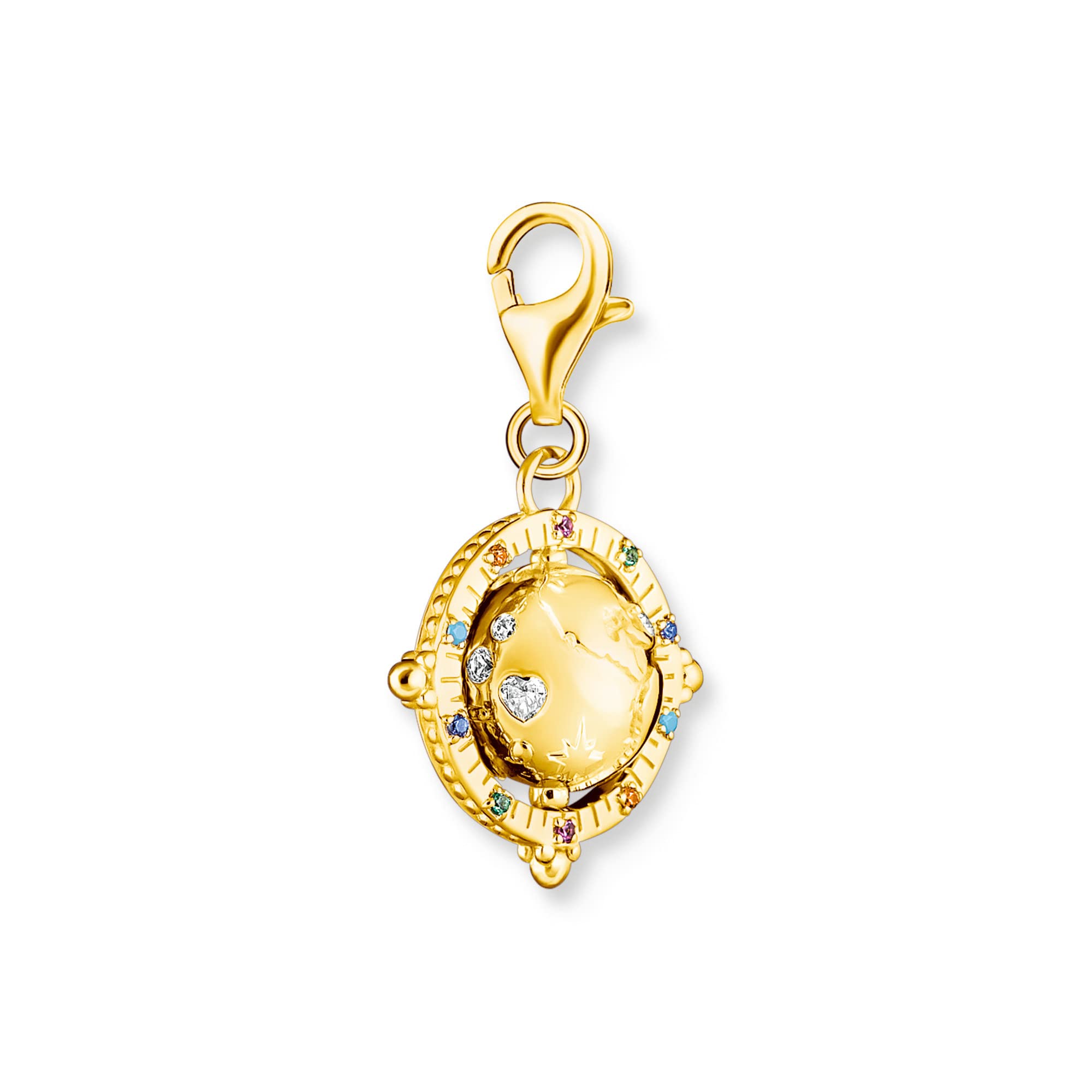 THOMAS SABO Charm-Anhänger bunte Weltkugel vergoldet 750 Gelbgold Vergoldung, 925 Sterlingsilber