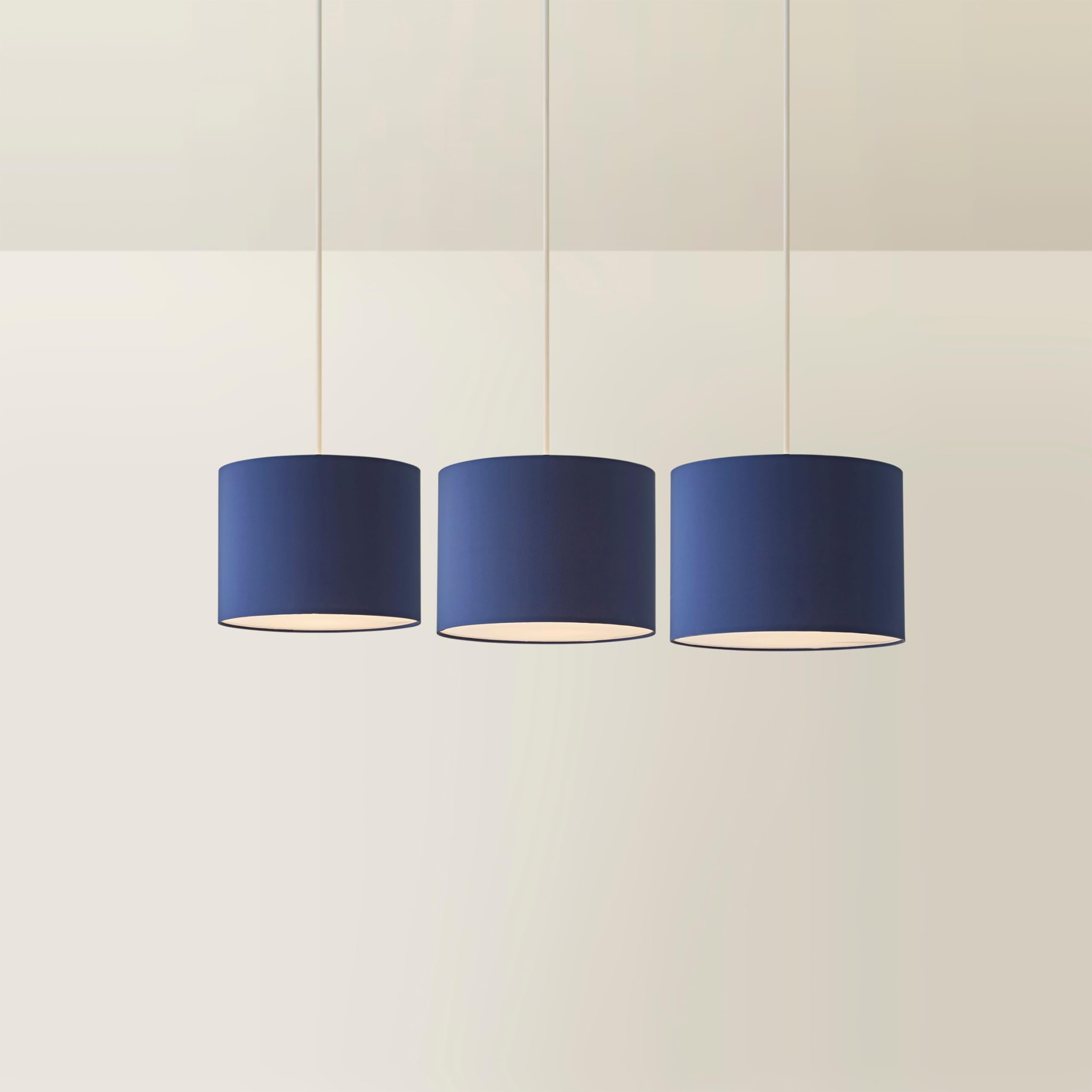ValueLights | Nesting Fabric Drum Light Shades in Navy Blue | Lamp Shades, Home Décor & Improvement Essential | Pack of 3 (S/M/L) | 30cm Shade Width | 30, 28 & 26cm Depth | 22, 21 & 20cm Height